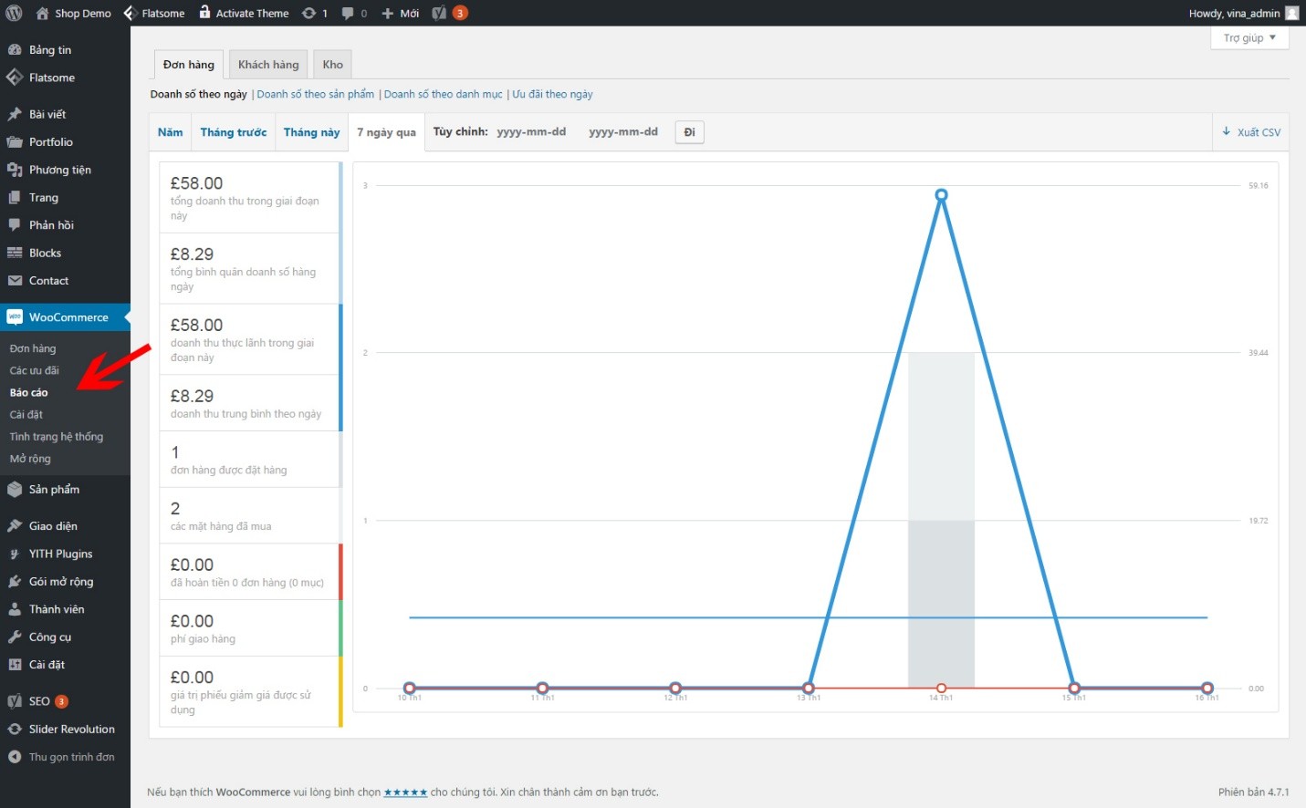 huong dan quan ly xem bao cao trong wp Woocomerce