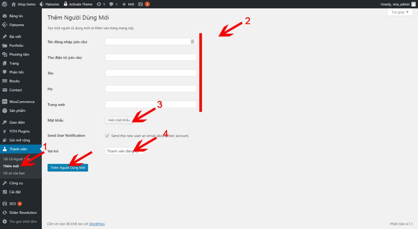 hướng dẫn cách quản lý thành viên trong website wordpress
