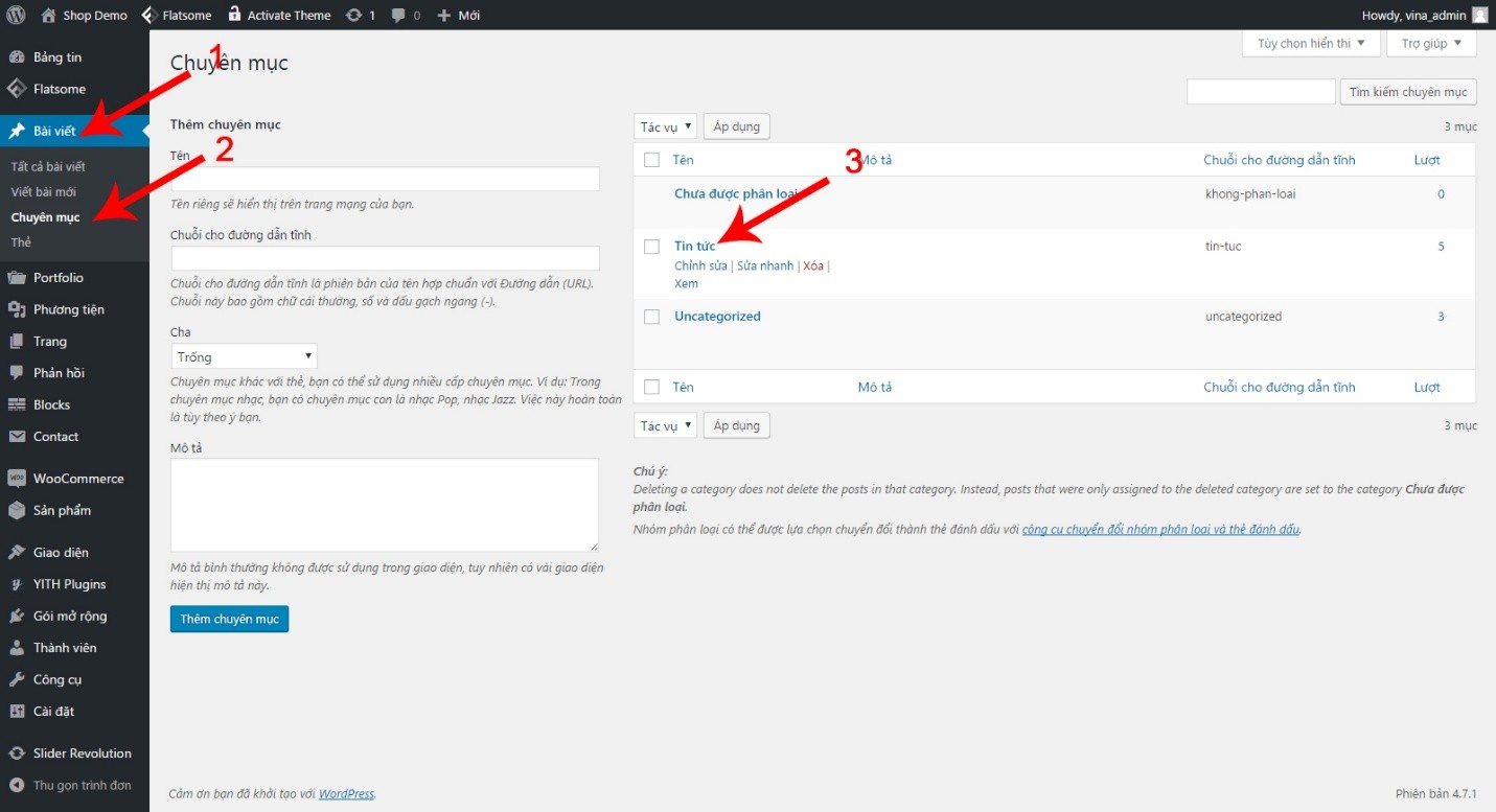 hướng dẫn quản lý chuyên mục bài viết trong wp