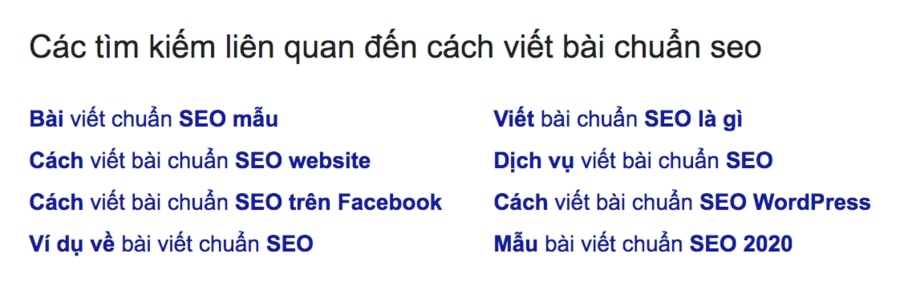 gợi ý tìm kiếm của google