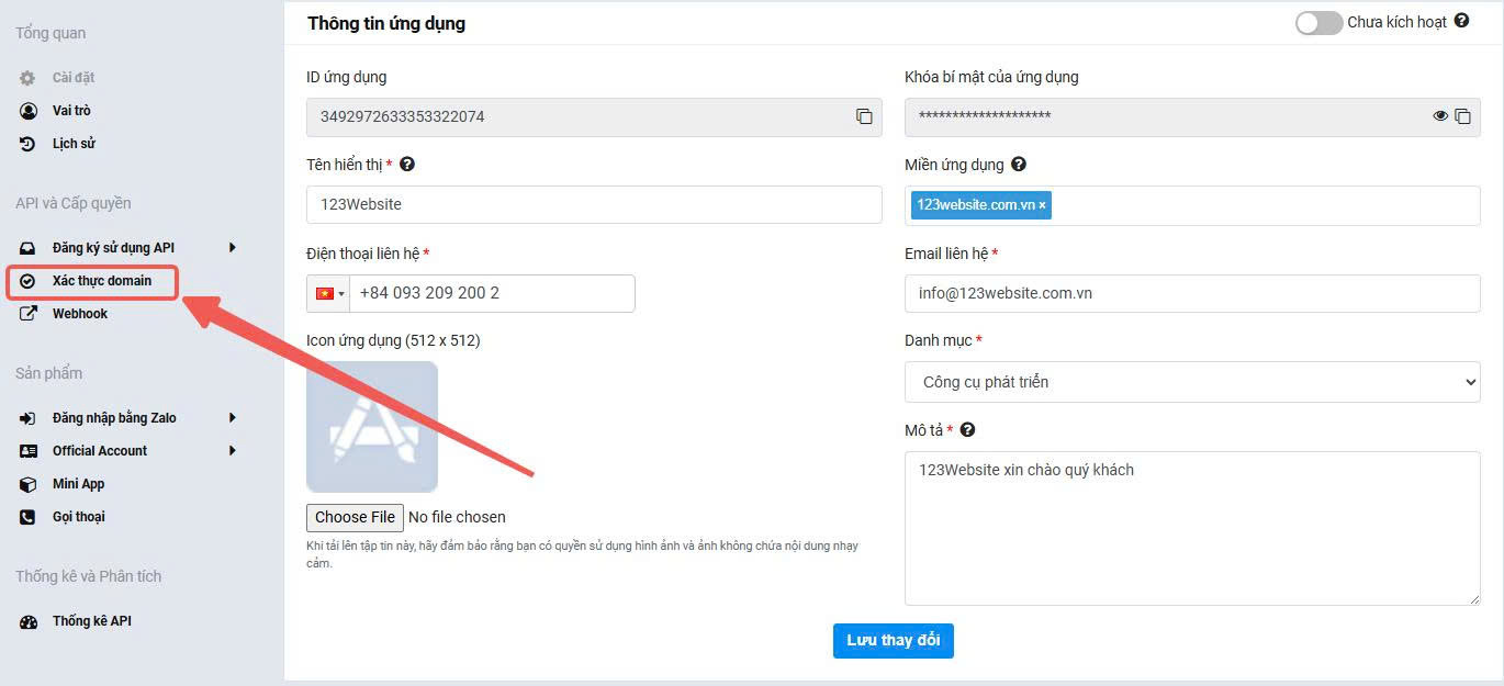xác thực Domain khi Zalo báo lỗi tên miền